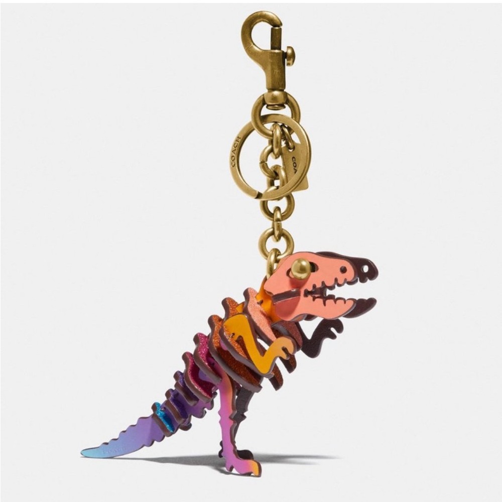 Coach Rexy dinosaur t-rex rainbow bag charm keychain